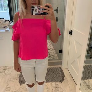 Hot pink OTS top